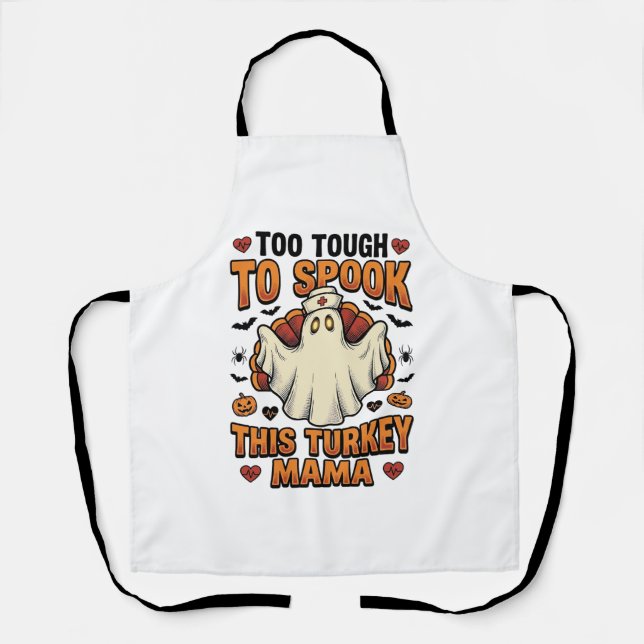 Tablier Chemise Halloween de maman dinde avec fantôme d'in (Recto)