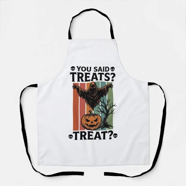 Tablier Chemise Halloween Fantôme avec Pun de friandise ef (Recto)