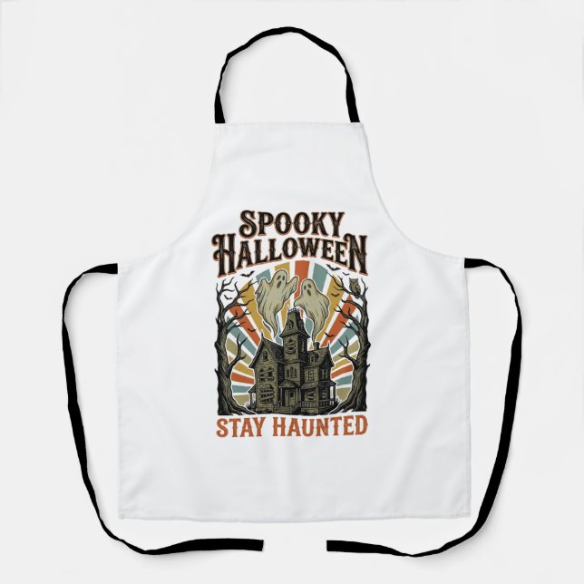 Tablier Chemise Halloween Maison Hantée avec Fantôme Vinta (Recto)