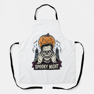 Tablier Chemise Halloween Monstre avec Gravure de Lune de