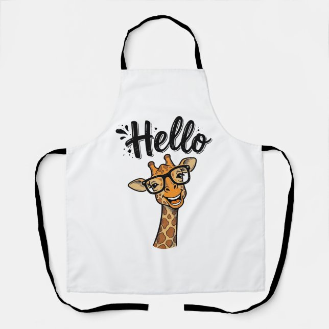 Tablier Chemise Hello Giraffe Gravure Vintage Animal Migno (Recto)