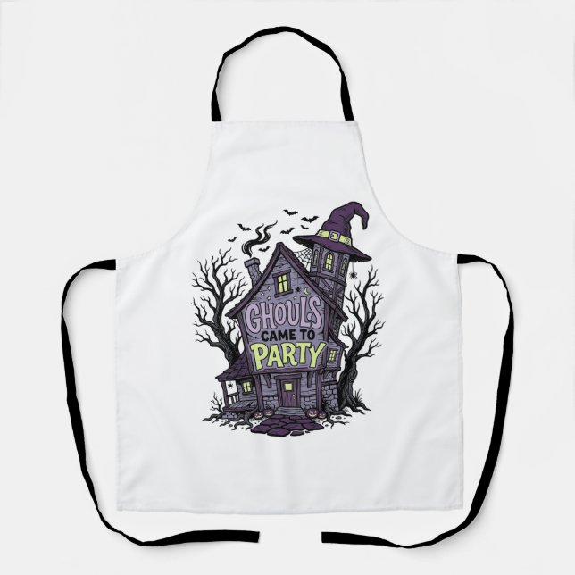 Tablier Chemise Maison Hantée Mignonne Soirée Halloween Dé (Recto)