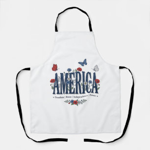 Tablier Chemise patriotique papillon floral Vintage Americ