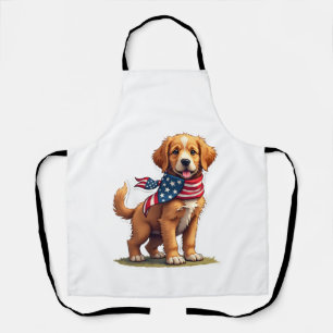 Tablier Chemise Patriotique Vintage de Chiots Dorés Améric