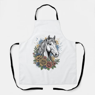 Tablier Chemise vectorielle de conception de cheval floral