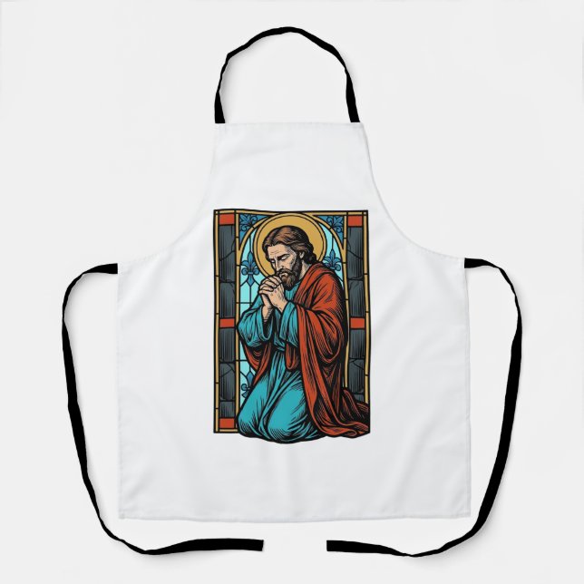 Tablier Chemise vectorielle de figure religieuse priant vi (Recto)
