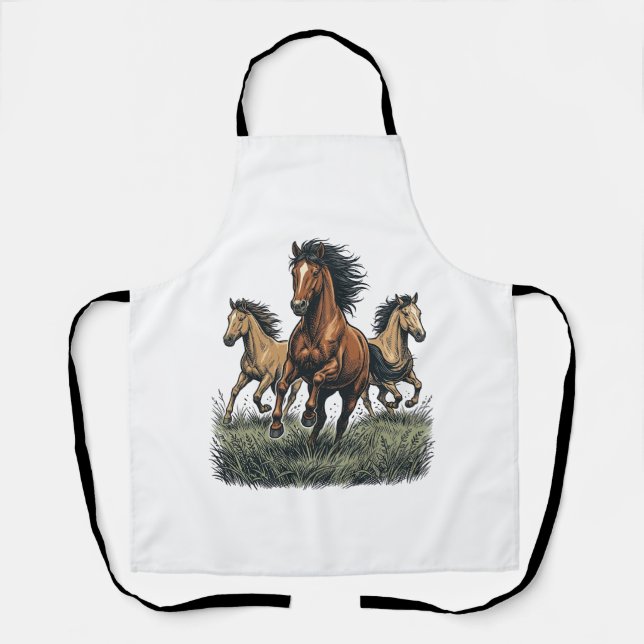 Tablier Chemise vectorielle occidentale de chevaux sauvage (Recto)