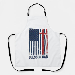 Tablier Chemise vintage croix drapeau chrétien papa bénie