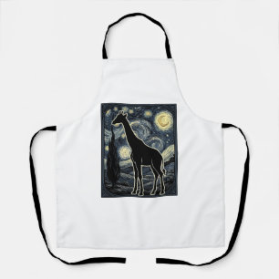 Tablier Chemise vintage gravure girafe nuit étoilée_1