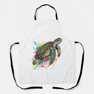 Tablier Chemise Vintage Gravure Tortue de Mer Couleur Spla