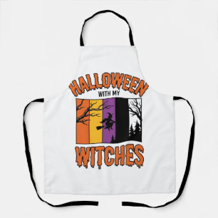 Tablier Chemise Vintage Halloween Sorcières Balai de Sorci