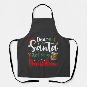 Tablier Cher Père Noël vient d'apporter un verre de Bourbo