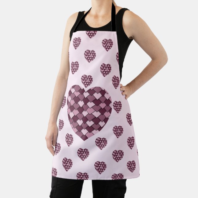 Tablier Cherry Carré rose et coeur diamant (Insitu)