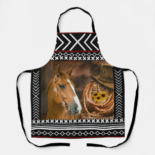 Tablier Cheval Cowboy Casquette Lasso Western Motif 