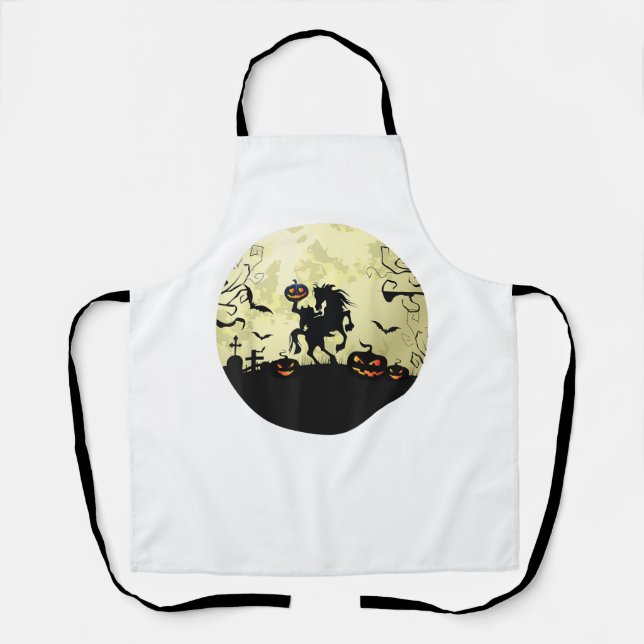 Tablier cheval halloween cavalier sans tête Citrouille et  (Recto)