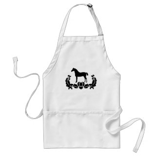 Tablier Cheval noir et blanc Damas