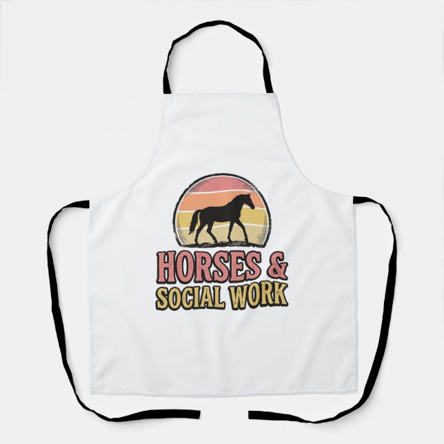 Tablier Cheval & Travail Social Retro Soleil Couchant Conc (Recto)