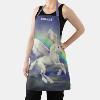 Tablier Cheval Unicorne Volant sur Rainbow Personnalisé