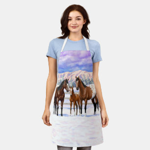 Tablier Chevaux Appaloosa De Baie Brown En Neige