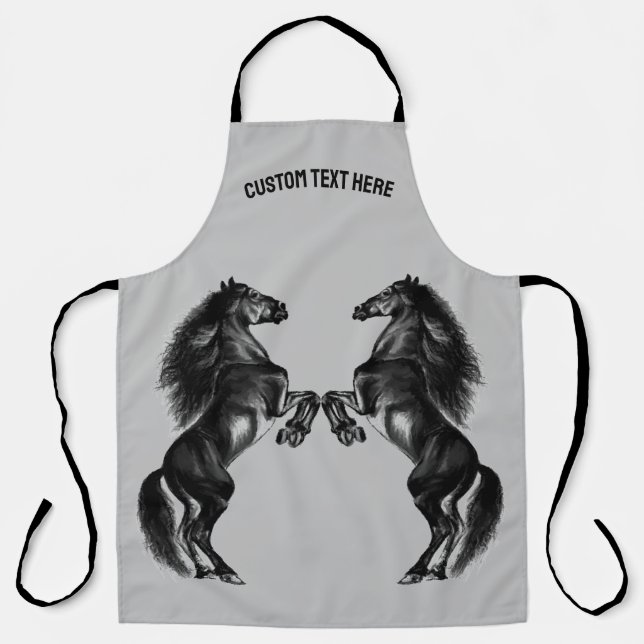 Tablier Chevaux sauvages droits Apron Texte personnalisé V (Recto)