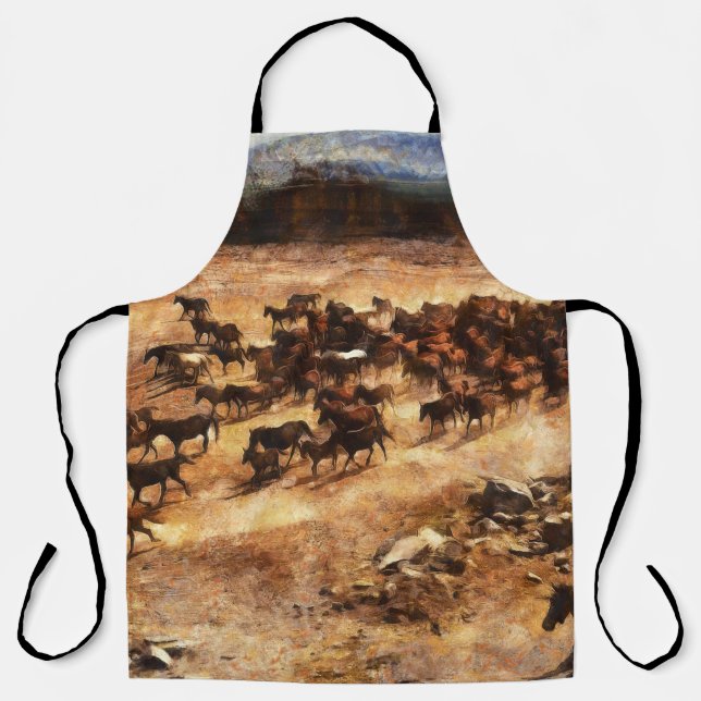 Tablier Chevaux Sauvages : Majesté d'Animal Artistique. (Recto)
