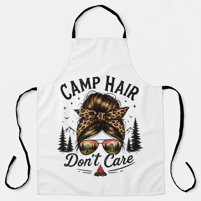 Tablier Cheveux de camping, on s'en fiche, chignon désordo (Recto)