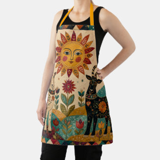 Tablier Chèvres fantaisistes Art populaire