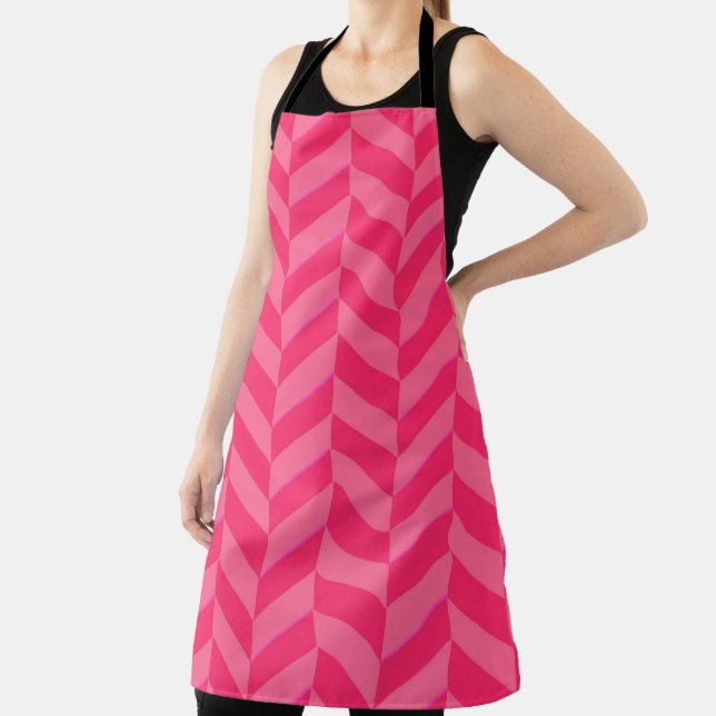 Tablier Chevron rose Élégant Cuisine et Engrenage (Insitu)