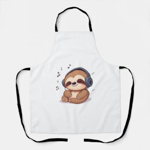 Tablier Chibi paresseux avec écouteurs � Mignon Kawaii Dét