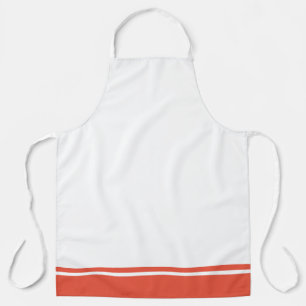 Tablier Chic Bright Orange Hem Racing Stripes Sur Blanc