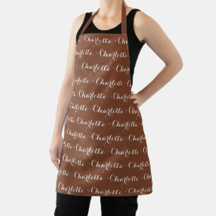 Tablier Chic Custom script sépia blanc motif Apron