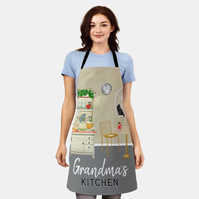 Tablier Chic Élégant 'Cuisine de Grand-Mère' (Porté)