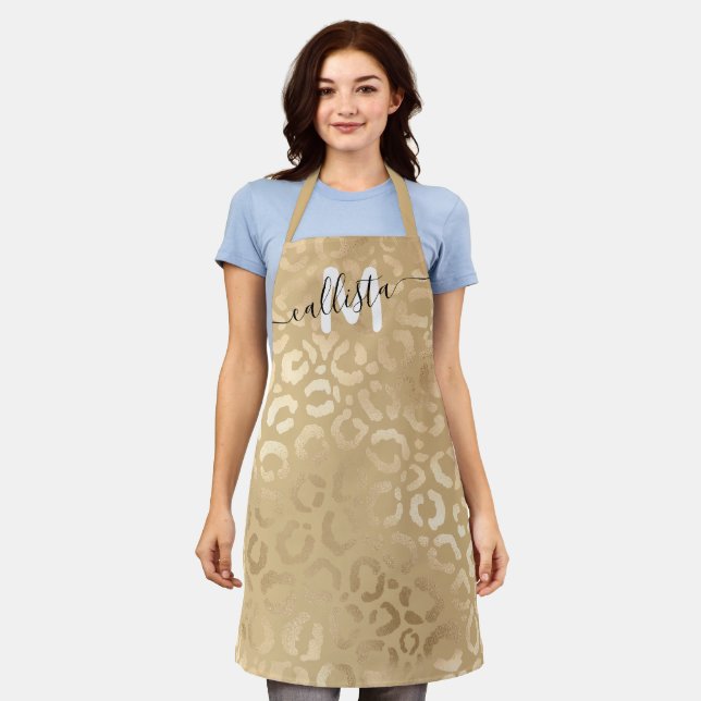 Tablier Chic moderne Leopard or Cheetah Monogramme (Porté)