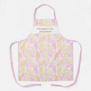 Tablier Chic Pink Leaf Motif Custom Spa Café Nom