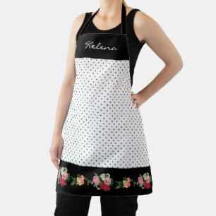 Tablier Chic Pois personnalisés avec frontière Rose