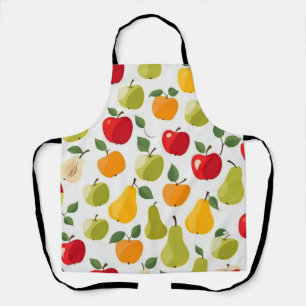 Tablier Chic Rouge Vert Orange Pommes et poires Motif