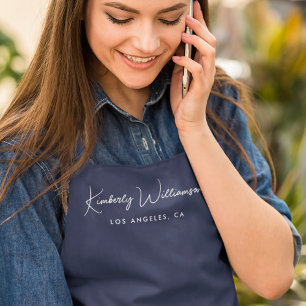 Tablier Chic Signature Script Salon Bleu