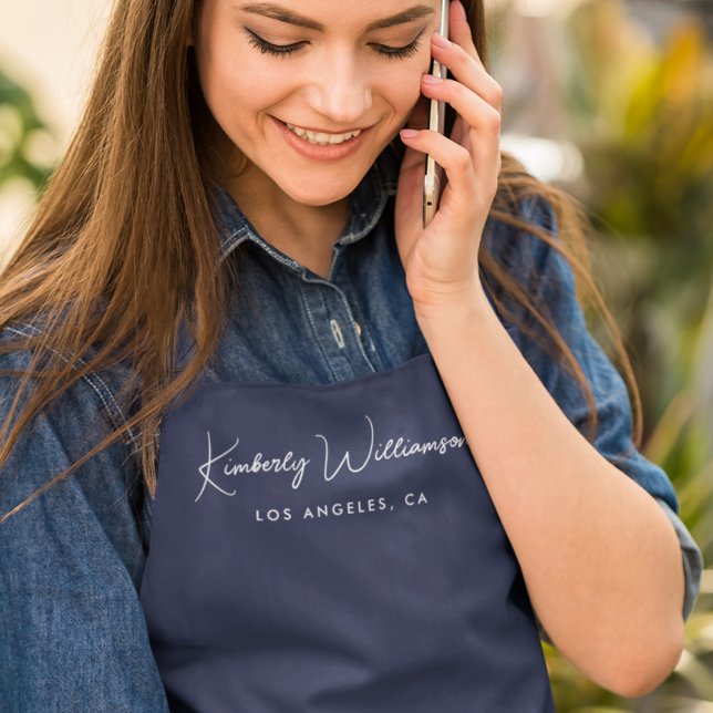 Tablier Chic Signature Script Salon Bleu (Empower your name in our signature script as your logo and brand identity)