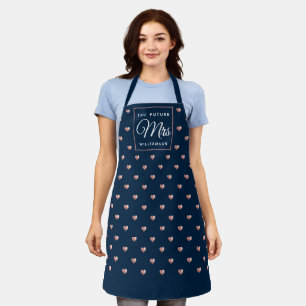 Tablier Chic THE FUTURE MRS Rose Gold Hearts Navy Blue