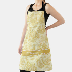 Tablier Chic Toile de Jouy jaune de style country français