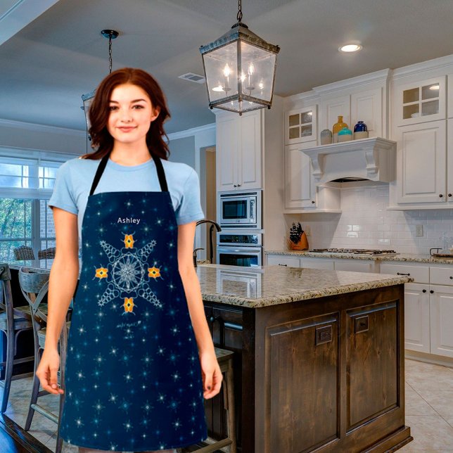 Tablier Chic Winter snowflake baiser muackS! ! ! Texte per (Créateur téléchargé)