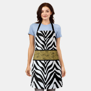 Tablier Chic Zebra Parties scintillant Gold