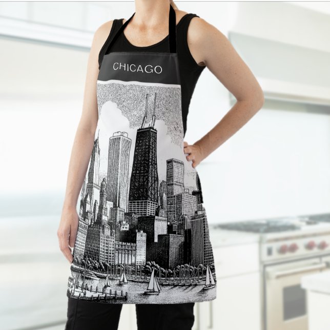Tablier Chicago Black White Apron (Créateur téléchargé)
