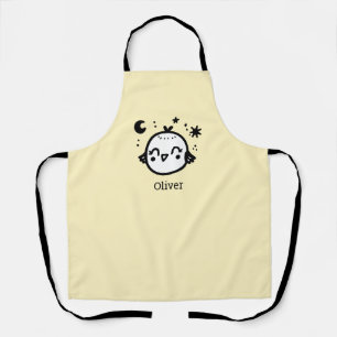 Tablier Chick gai - Kawaii Bird Line Art"