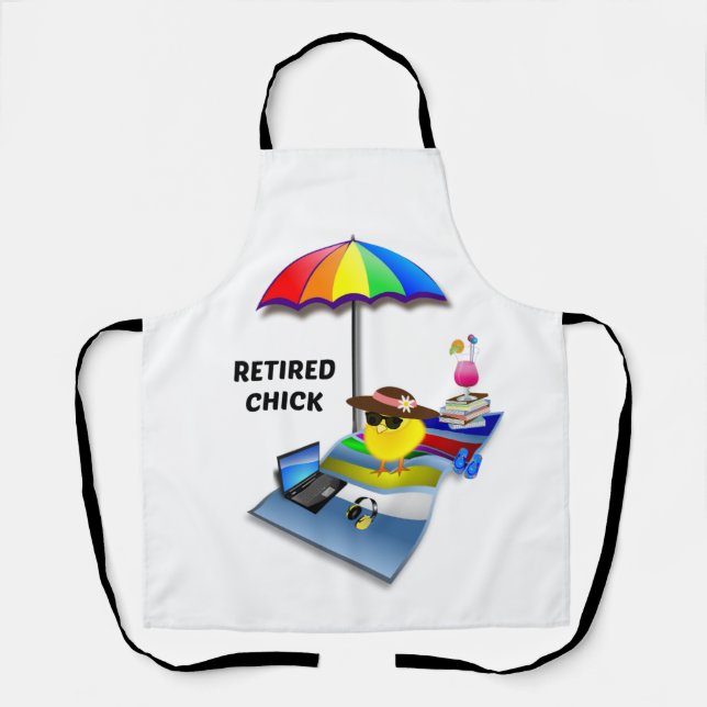 Tablier Chick retraité à la plage (Recto)