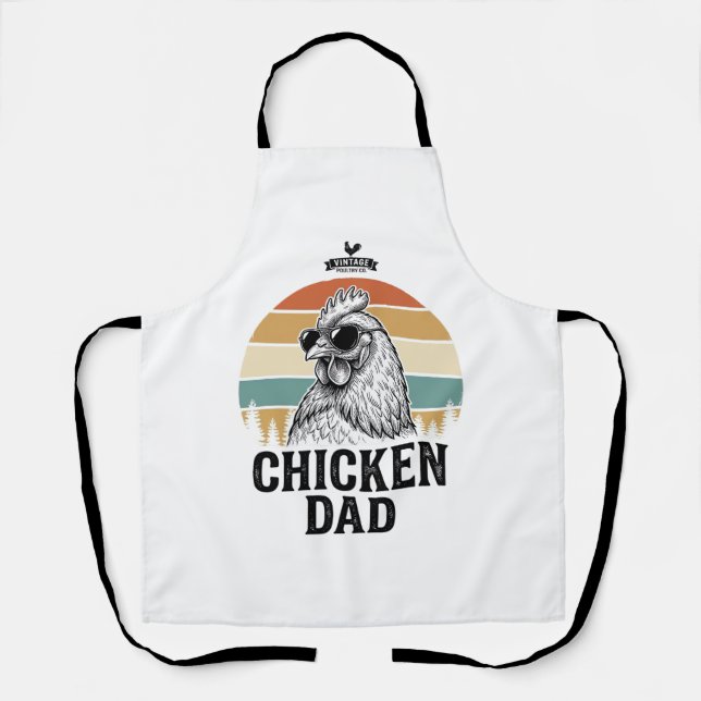 Tablier Chicken Dad Vintage Sunset Funny Chicken Lover Shi (Recto)