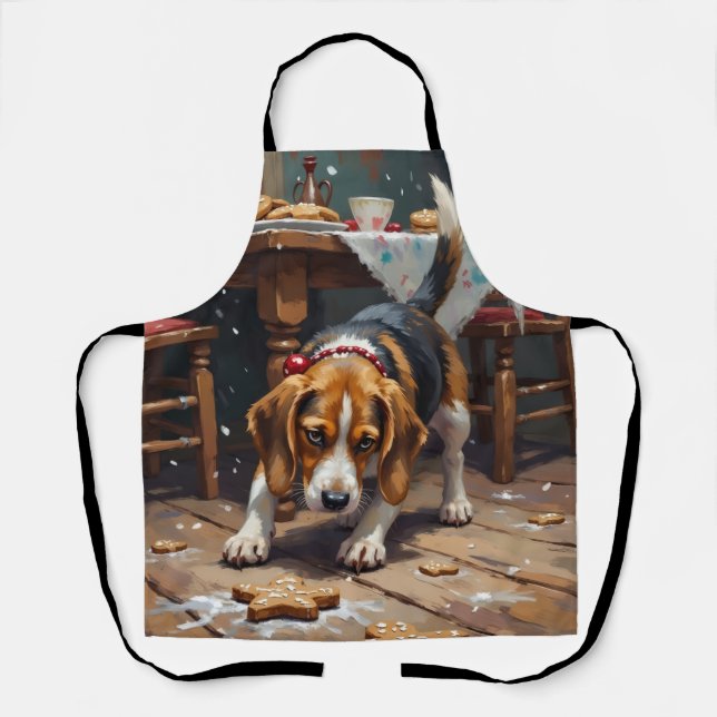 Tablier Chien Beagle traquant un biscuit de Noël, une œuvr (Recto)