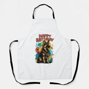 Tablier Chien berger allemand joyeux fête d'anniversaire S