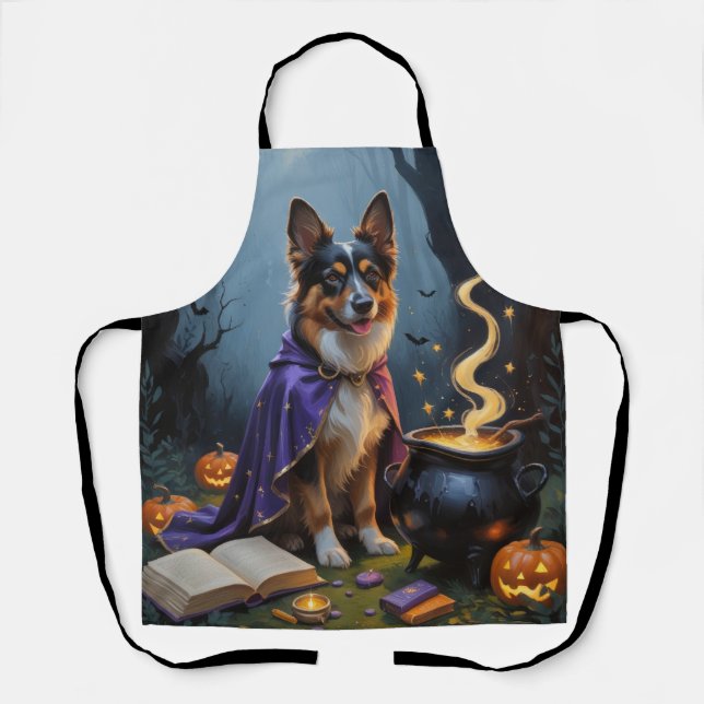 Tablier Chien berger belge Peinture Whimsical Halloween (Recto)