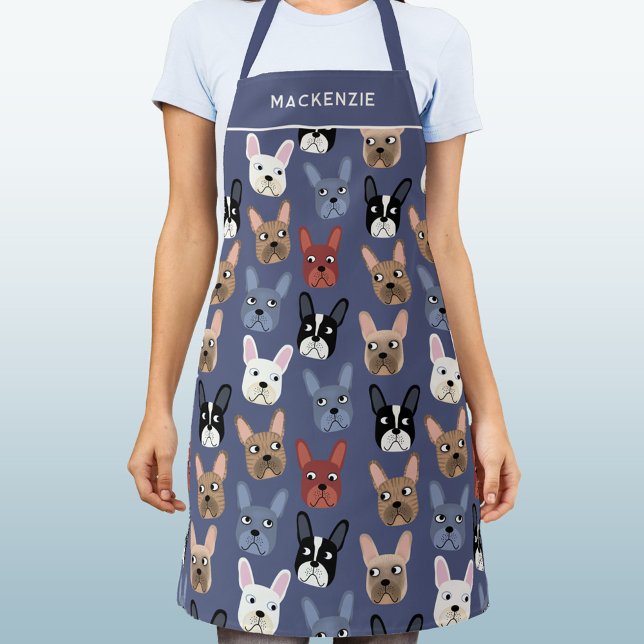 Tablier Chien bleu roux personnalisé (French Bulldog dog personalized custom name apron)